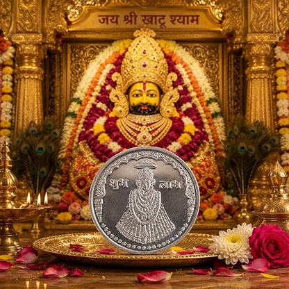 Khatu Shyam Ji Silver-Finish Religious Coin for Pooja, Home Temple & Gifting