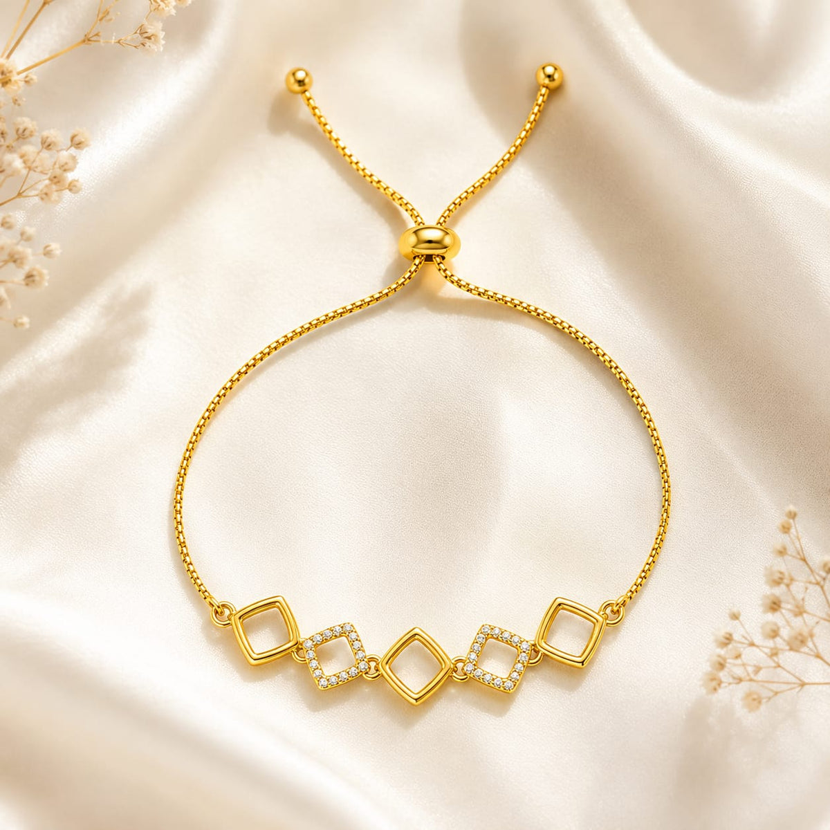 Gold Plated Square Link Bracelet