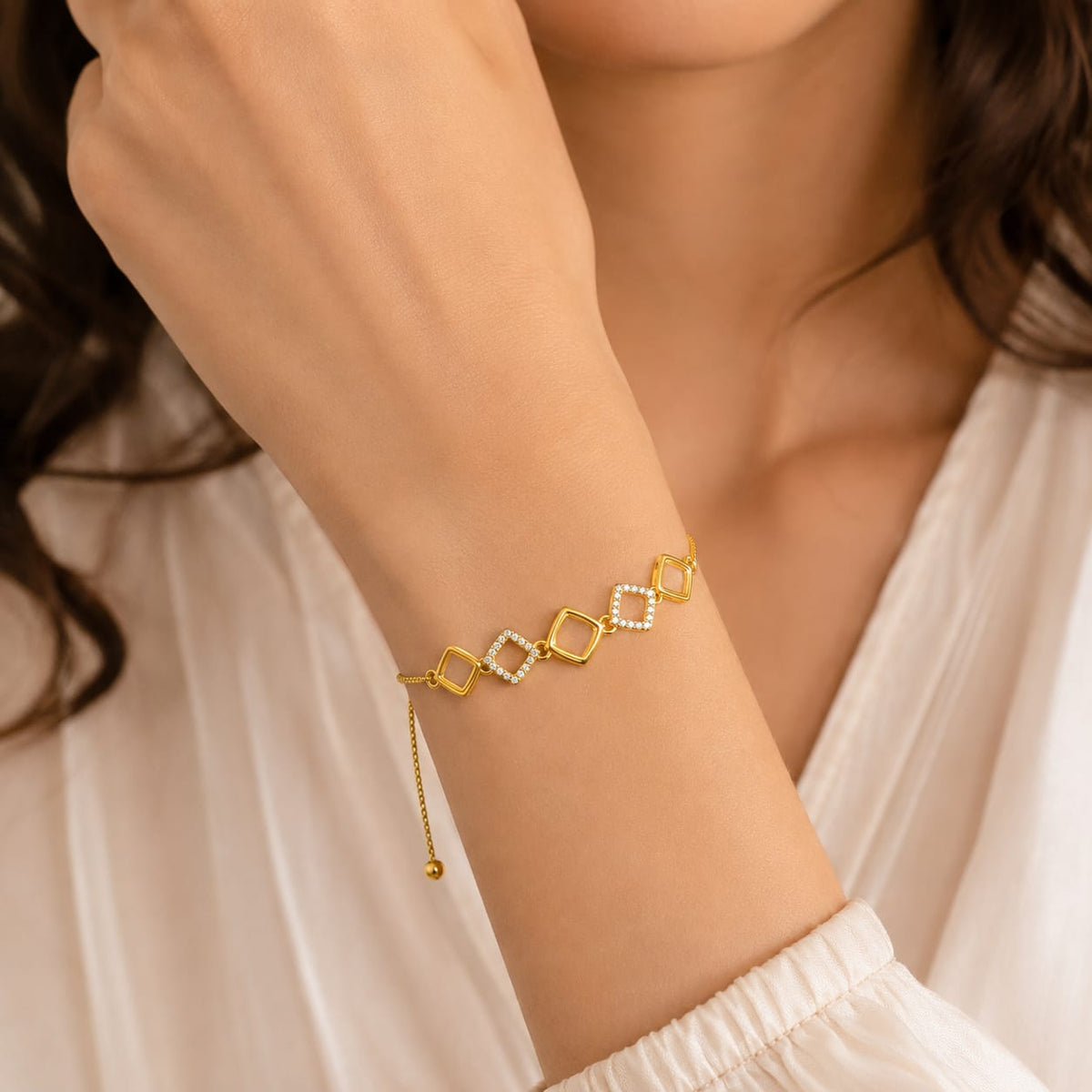 Gold Plated Square Link Bracelet
