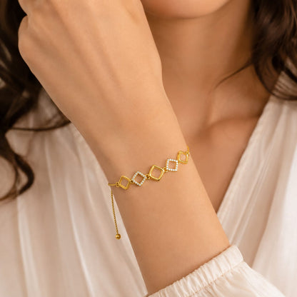 Gold Plated Square Link Bracelet