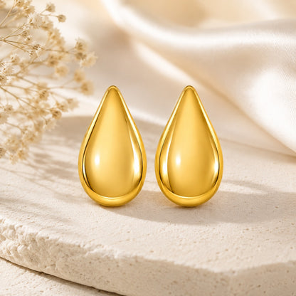 Golden Teardrop Stud Earrings for Women