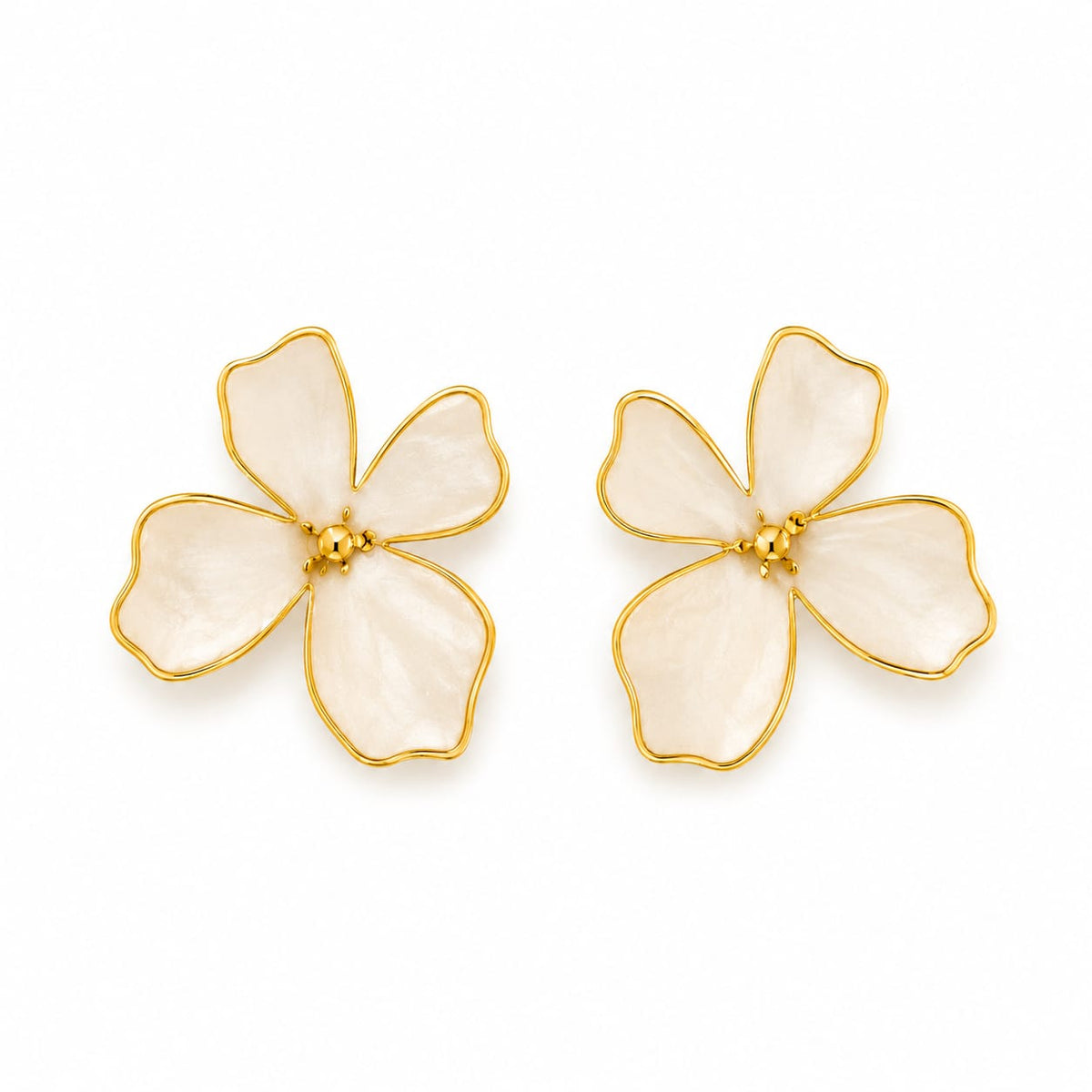 White Floral Flower Stud Earrings for Women & Girls