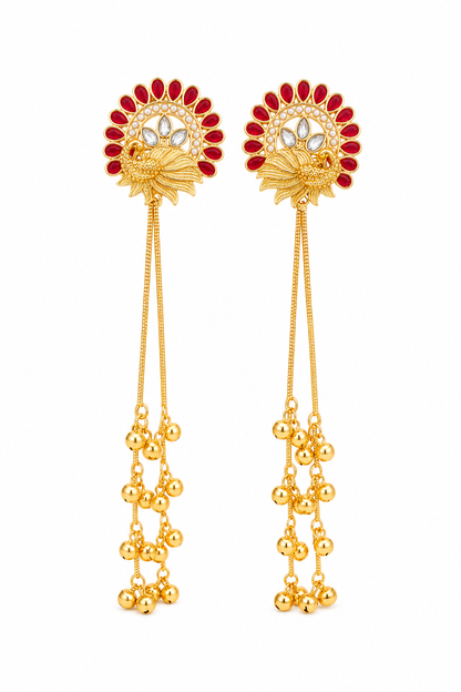 Gold Plated Kashmiri Peacock Earrings
