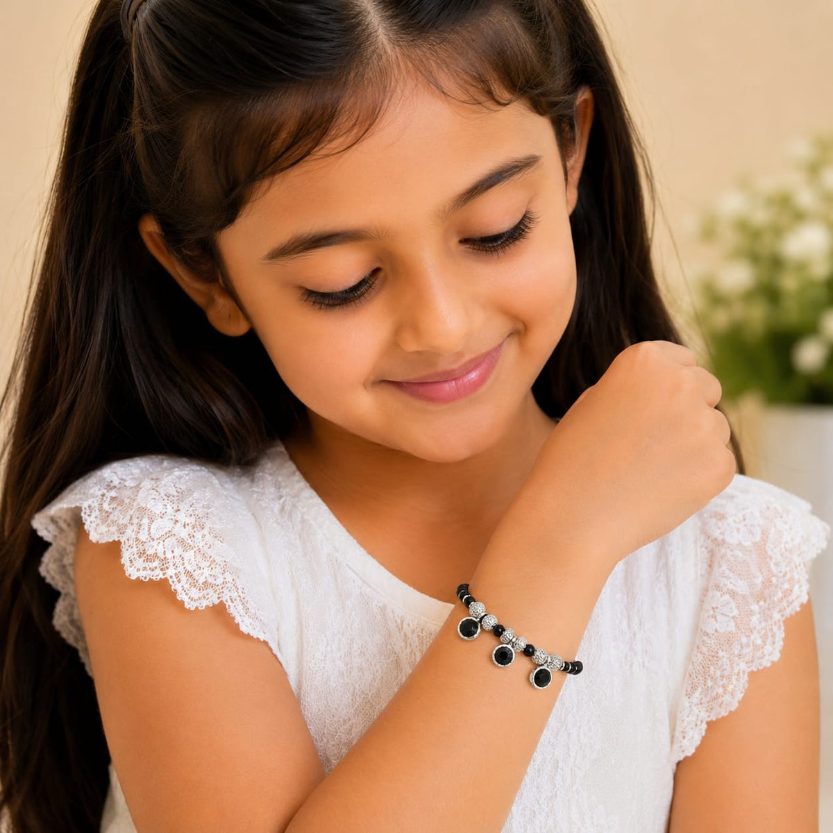 Black Three Beaded Nazariya Bracelets
