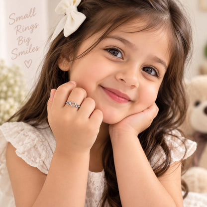 Silver Plated Baby Three Heart Design Ring