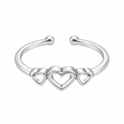 Silver Plated Baby Three Heart Design Ring