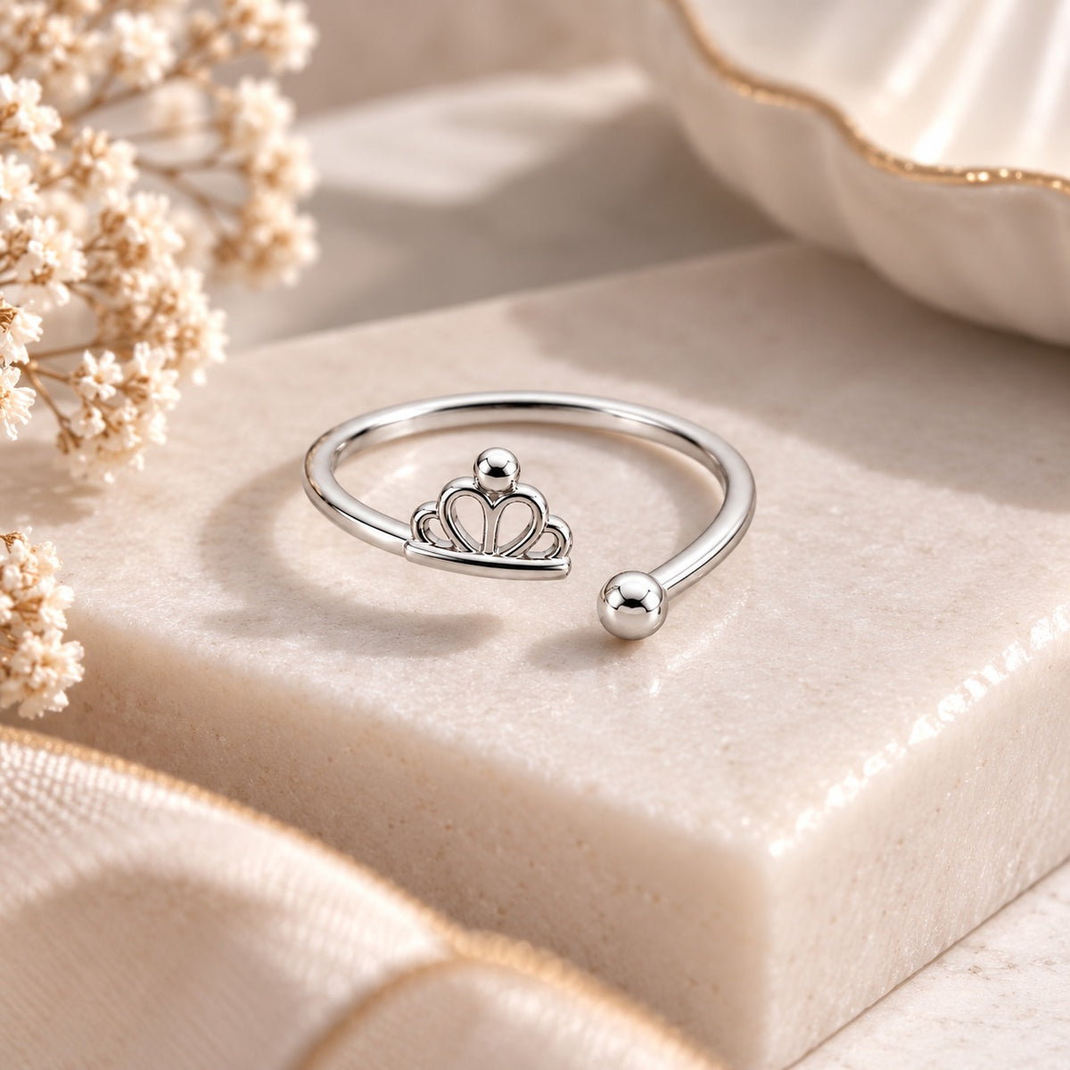 Silver Plated Baby Crown Design Ring