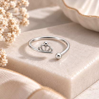 Silver Plated Baby Crown Design Ring