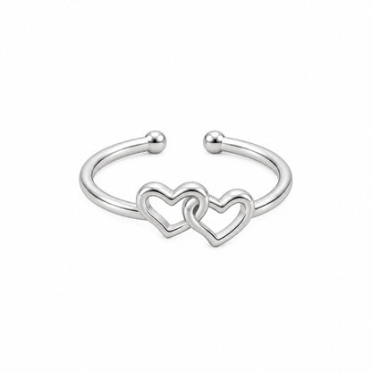 Silver Plated Baby Double Heart Design Ring