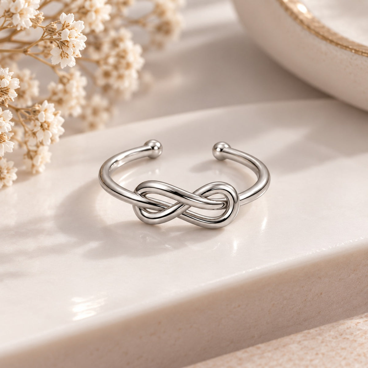 Silver Plated Baby Infinity Knot  Design Ring
