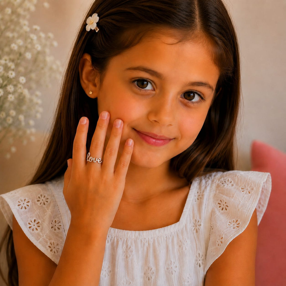 Silver Plated Baby Love Design Ring