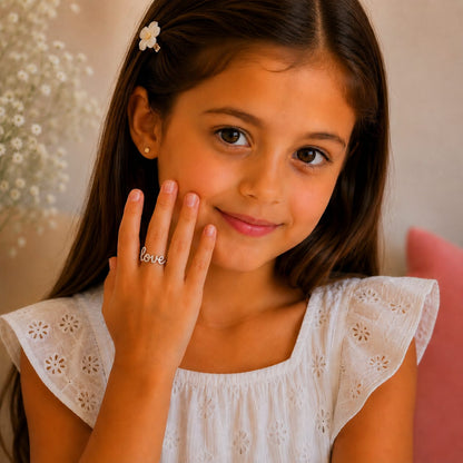 Silver Plated Baby Love Design Ring