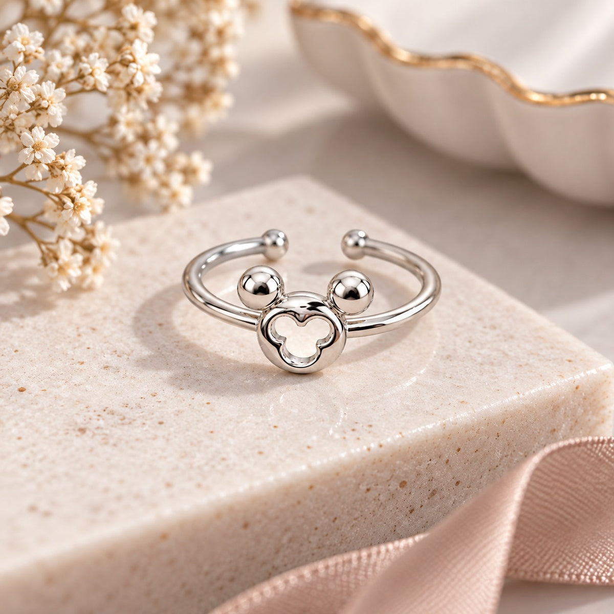 Silver Plated Baby Mouse Design Ring