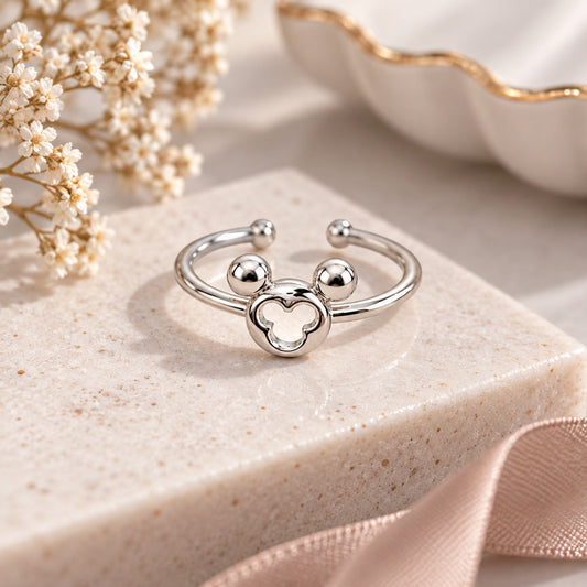 Silver Plated Baby Mouse Design Ring