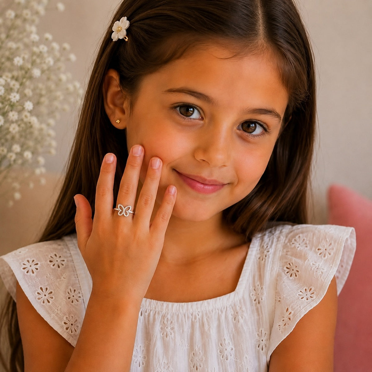 Silver Plated Baby Butterfly Design Ring
