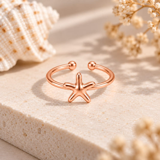 Rose Gold Plated Star Adjustable Ring