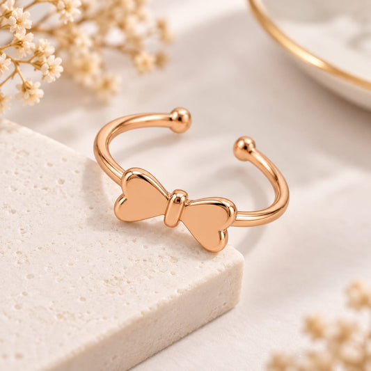 Rose Gold Plated Bow Adjustable Ring