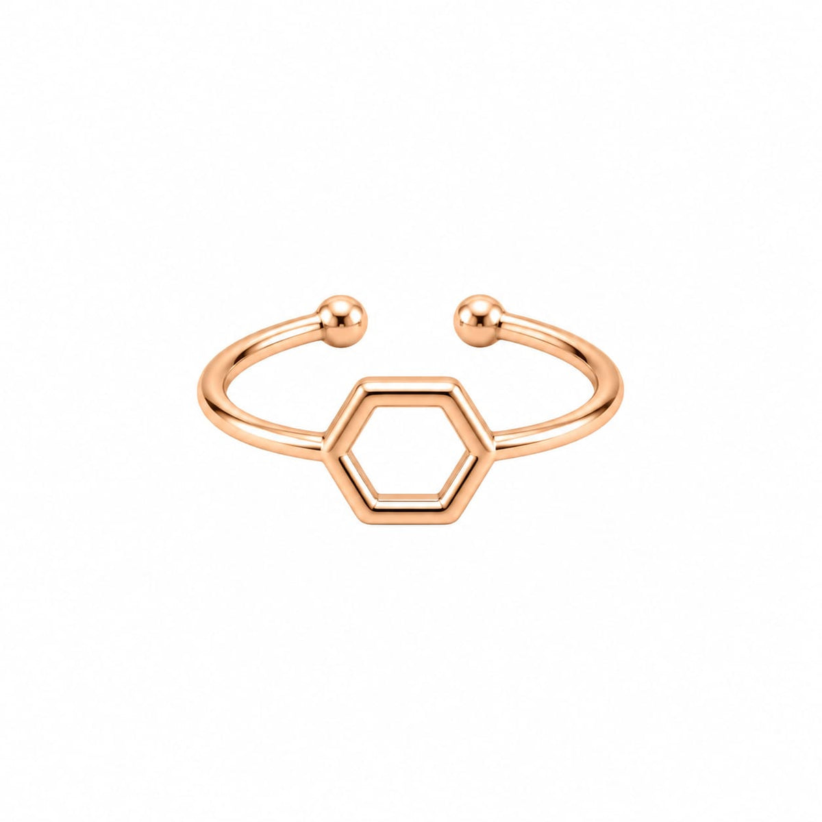 Rose Gold Plated Hexagon desgin Adjustable Ring