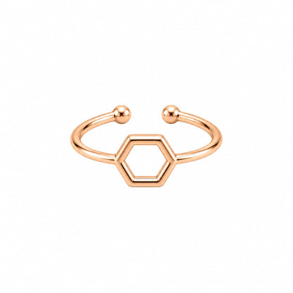 Rose Gold Plated Hexagon desgin Adjustable Ring