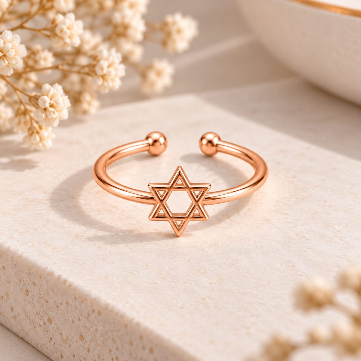 Rose Gold Plated Honeycomb Adjustable Ring