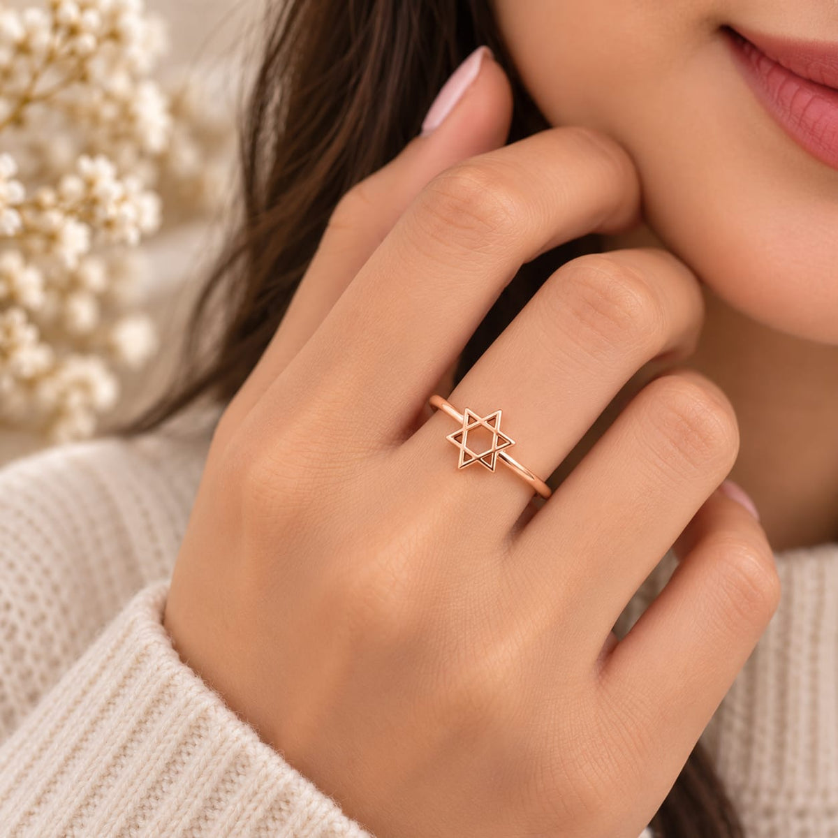 Rose Gold Plated Honeycomb Adjustable Ring
