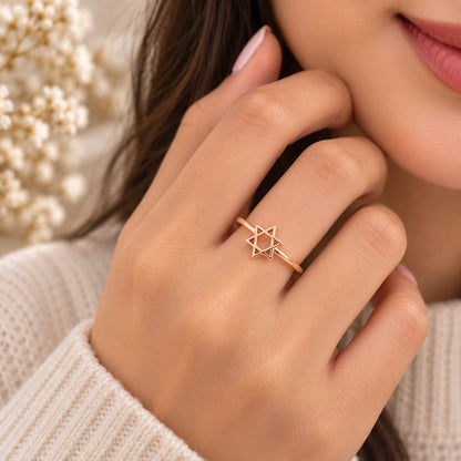 Rose Gold Plated Honeycomb Adjustable Ring