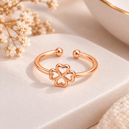 Rose Gold Plated Flower Adjustable Ring