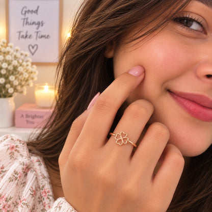 Rose Gold Plated Flower Adjustable Ring