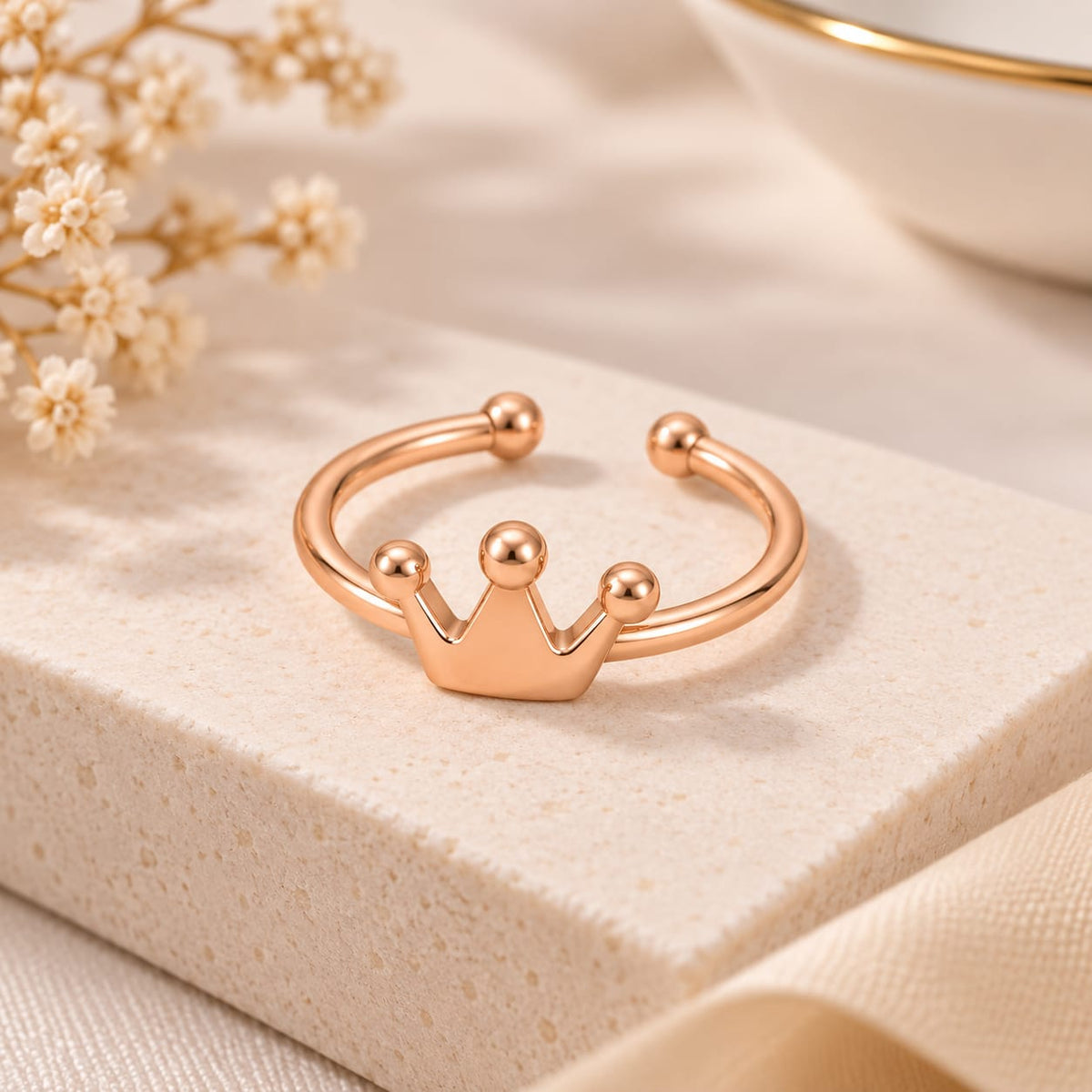 Rose Gold Plated Crown Adjustable Ring