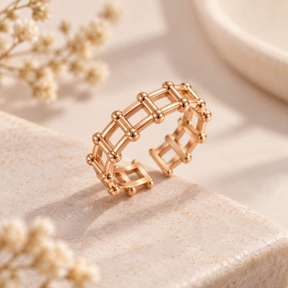 Rose Gold Plated Cage Adjustable Ring