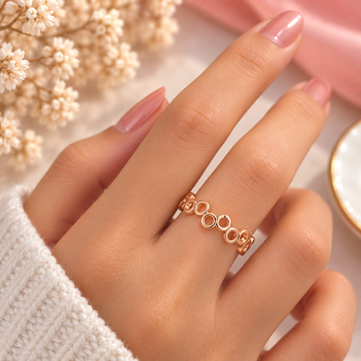 Rose Gold Plated Bubble Ring