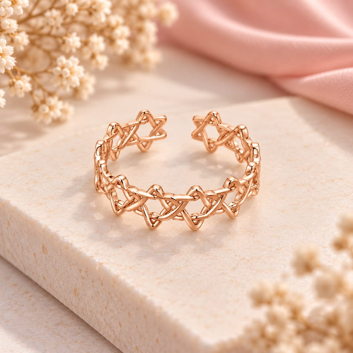 Rose Gold Plated Star Interlocking Ring