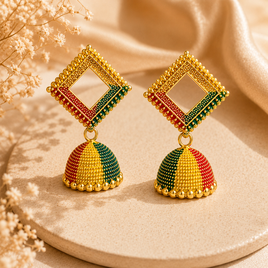 Multicolor Square Shape Earring