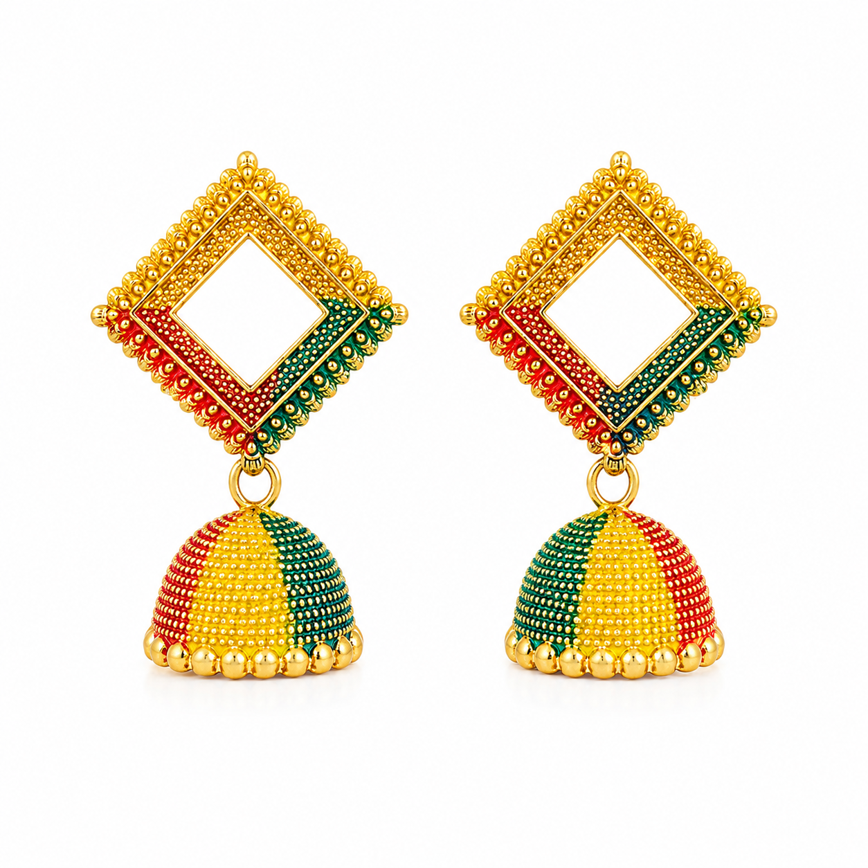 Multicolor Square Shape Earring