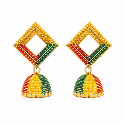 Multicolor Square Shape Earring