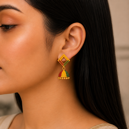 Multicolor Square Shape Earring
