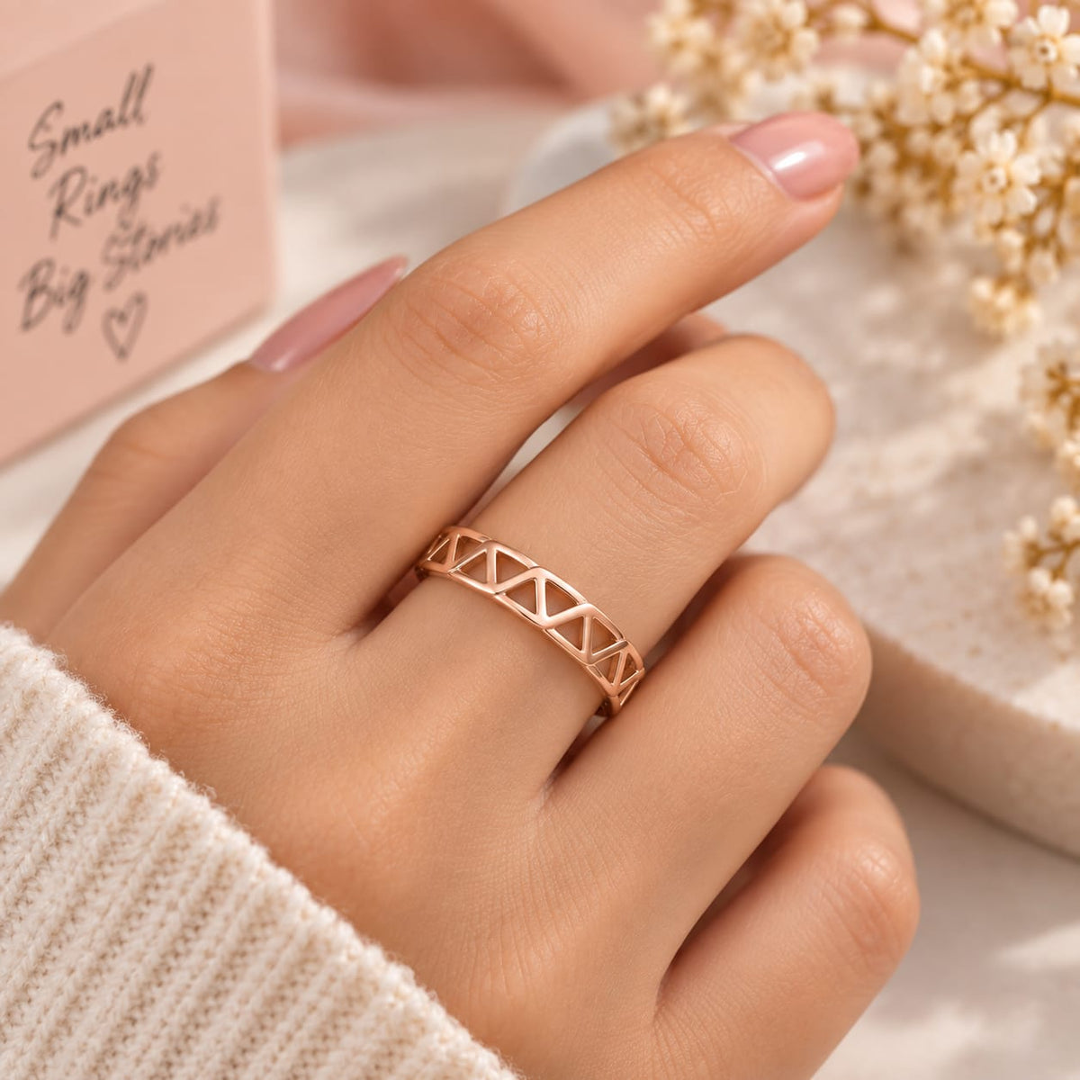 Rose Gold Plated Triangular Adjustable Ring