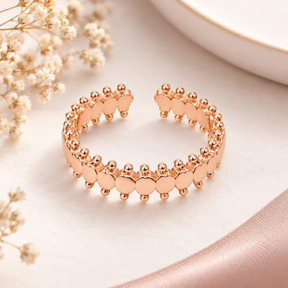 Rose Gold Plated Round disc Adjustable Ring
