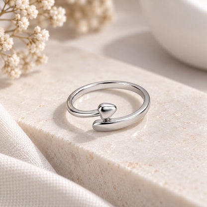 Silver Plated Baby Heart Open Design Ring