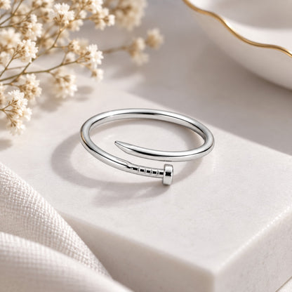 Silver Plated Baby Nail Design Ring