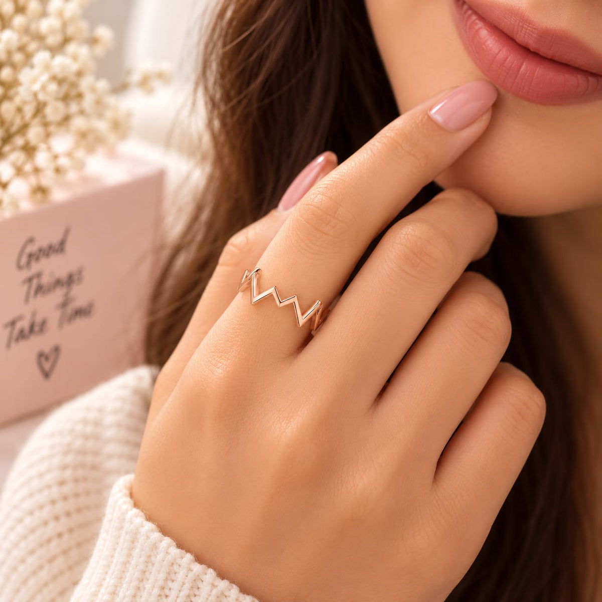 Rose Gold Plated ZigZag Pattern Ring
