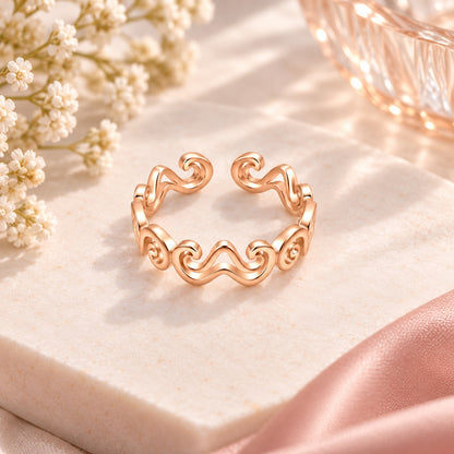 Rose Gold Plated Wave Pattern Ring