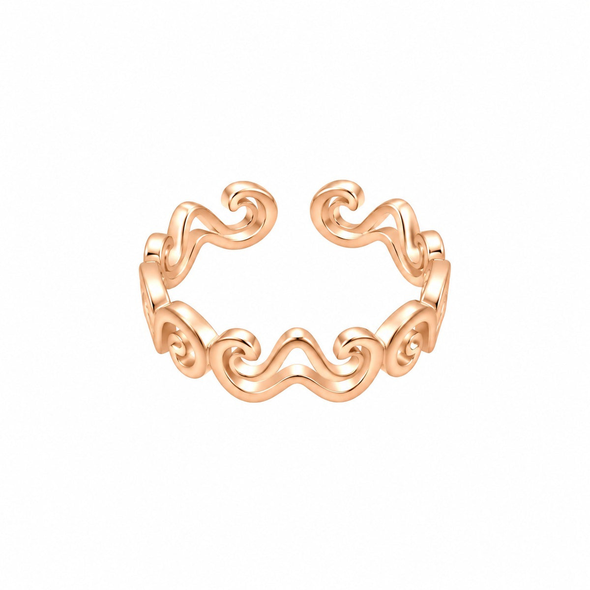 Rose Gold Plated Wave Pattern Ring