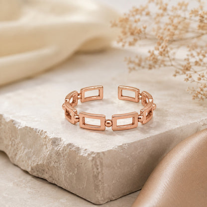 Rose Gold Plated  Interlocking rectangular Ring