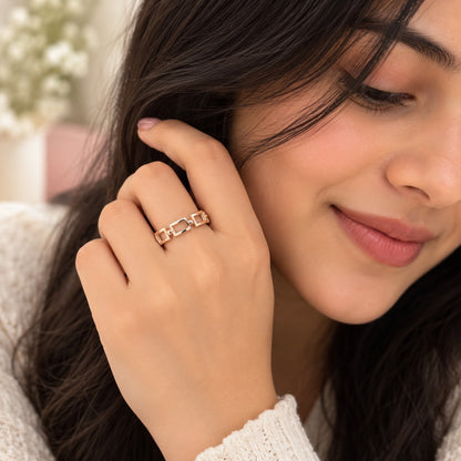 Rose Gold Plated  Interlocking rectangular Ring