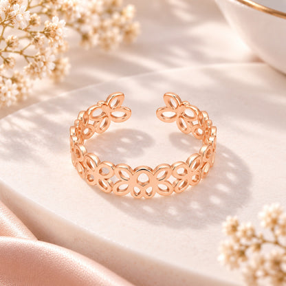 Rose Gold Plated Floral Adjustable Ring