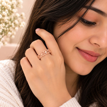 Rose Gold Plated Floral Adjustable Ring