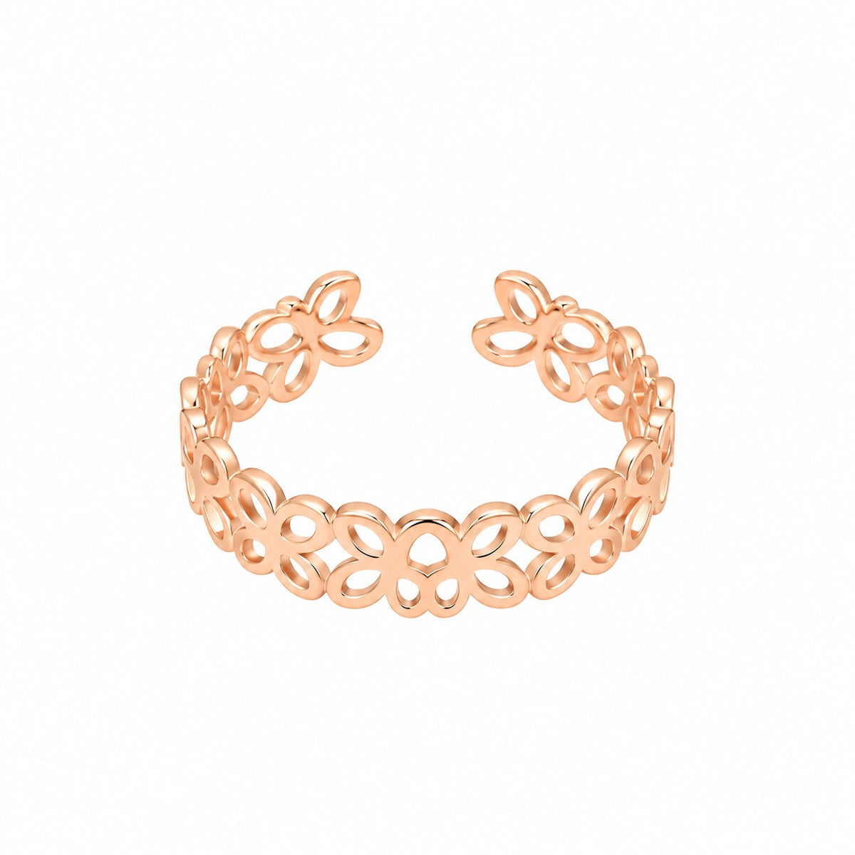 Rose Gold Plated Floral Adjustable Ring