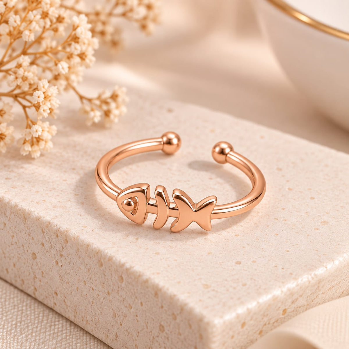 Rose Gold Plated Fish Adjustable Ring