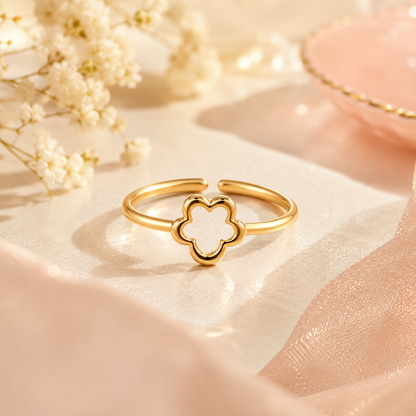 Gold Plated Hollow Flower Design Ring